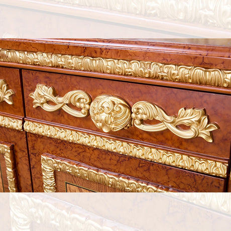 HD-8024 Cherry/Metallic Gold Buffet from Homey Design - Luna Furniture