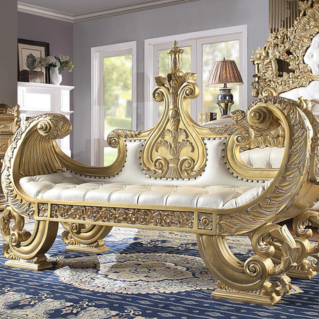 HD-8086 Metallic Gold Bench from Homey Design - Luna Furniture