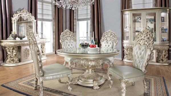 HD-8088 Metallic Silver/Gold Highlights 5-Piece Dining Table Set