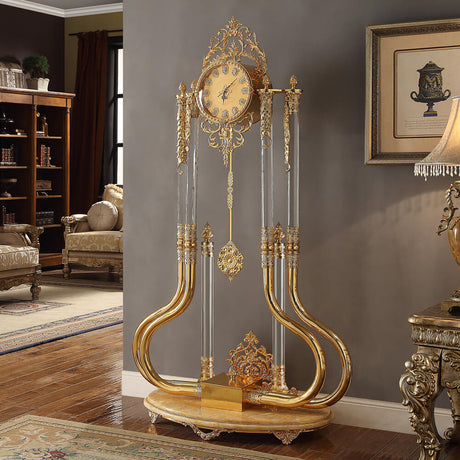 HD-8809 Gold Brass Clock from Homey Design - Luna Furniture