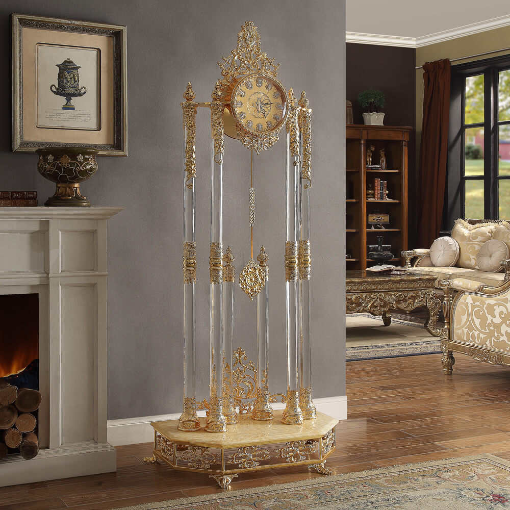 HD-8817 Gold Brass Clock from Homey Design - Luna Furniture