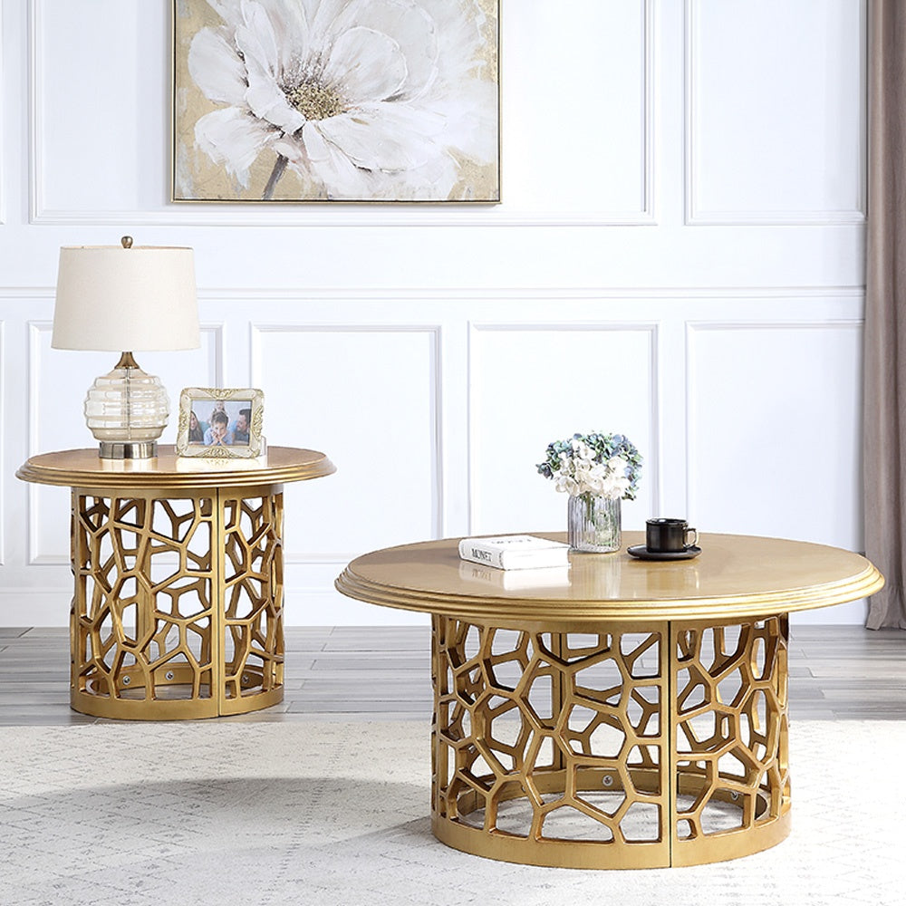 HD-8913G Gold End Table from Homey Design - Luna Furniture