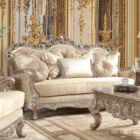 HD-8925 Metallic Antique Gold/Belle Silver Mix Champagne Loveseat from Homey Design - Luna Furniture