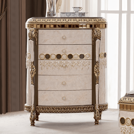 HD-9017 Marbled Ivory/Dark Gray/Gold Highlighting Chest from Homey Design - Luna Furniture