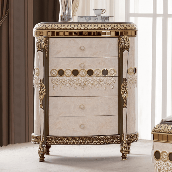 HD-9017 Marbled Ivory/Dark Gray/Gold Highlighting Chest