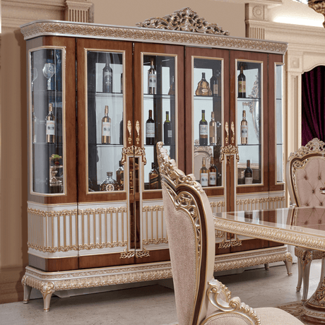 HD-9021 Antique Ivory/Cherry Inset/Gold Trim Dining Chair from Homey Design - Luna Furniture