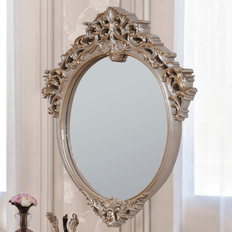 HD-9021 Antique Ivory/Cherry Inset/Gold Trim Mirror from Homey Design - Luna Furniture