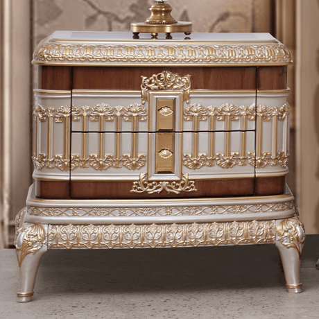 HD-9021 Antique Ivory/Cherry Inset/Gold Trim 4-Piece Bedroom Set from Homey Design - Luna Furniture