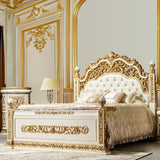 HD-903 Antique White/Gold 5-Piece Bedroom Set from Homey Design - Luna Furniture