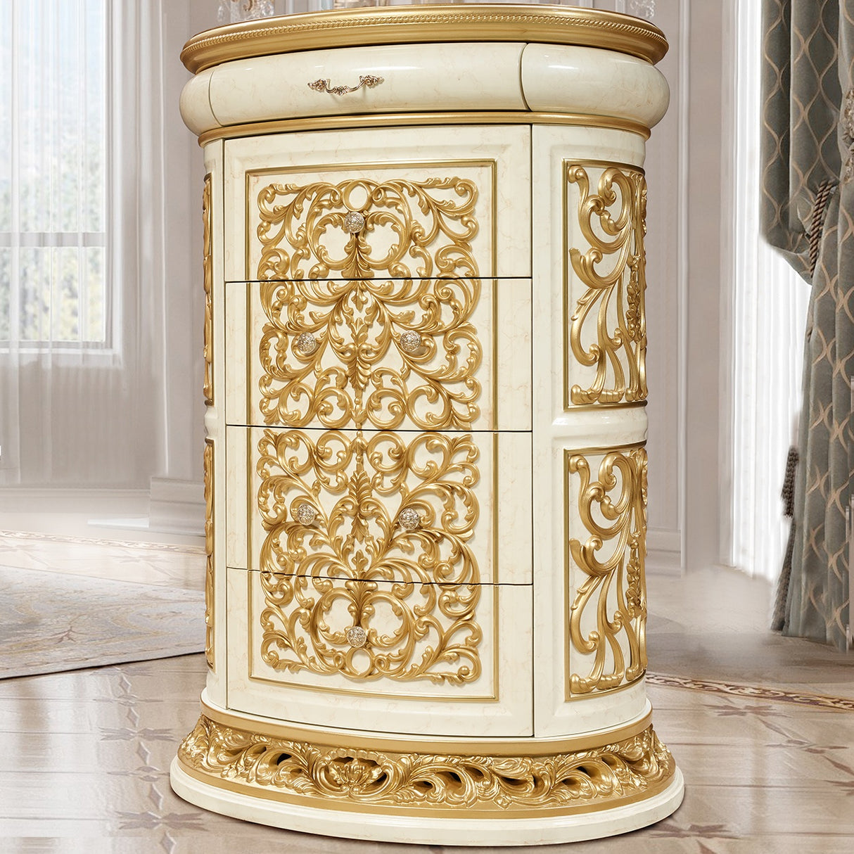 HD-903 Antique White/Gold Chest from Homey Design - Luna Furniture