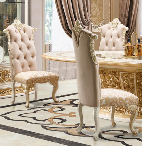 HD-903 Cream/Gold 7-Piece Dining Room Set from Homey Design - Luna Furniture