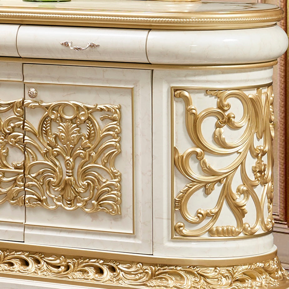 HD-903 Cream/Gold 7-Piece Dining Room Set from Homey Design - Luna Furniture