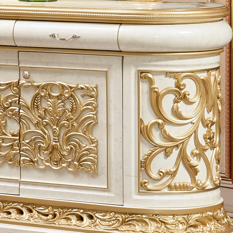 HD-903 Cream/Gold 7-Piece Dining Room Set from Homey Design - Luna Furniture