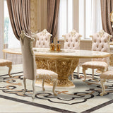 HD-903 Cream/Gold 7-Piece Dining Room Set from Homey Design - Luna Furniture