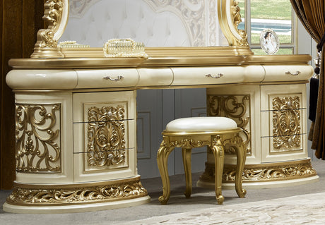 HD-903 Antique White/Gold Vanity Dresser from Homey Design - Luna Furniture
