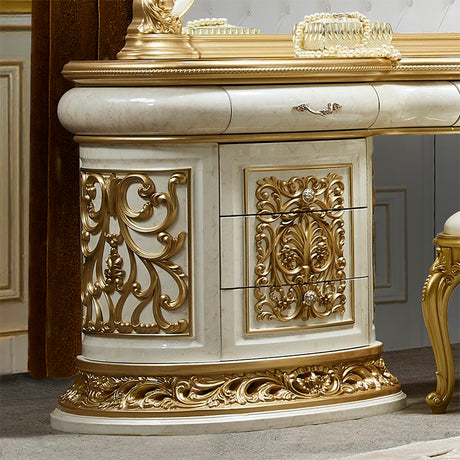 HD-903 Antique White/Gold 5-Piece Bedroom Set from Homey Design - Luna Furniture