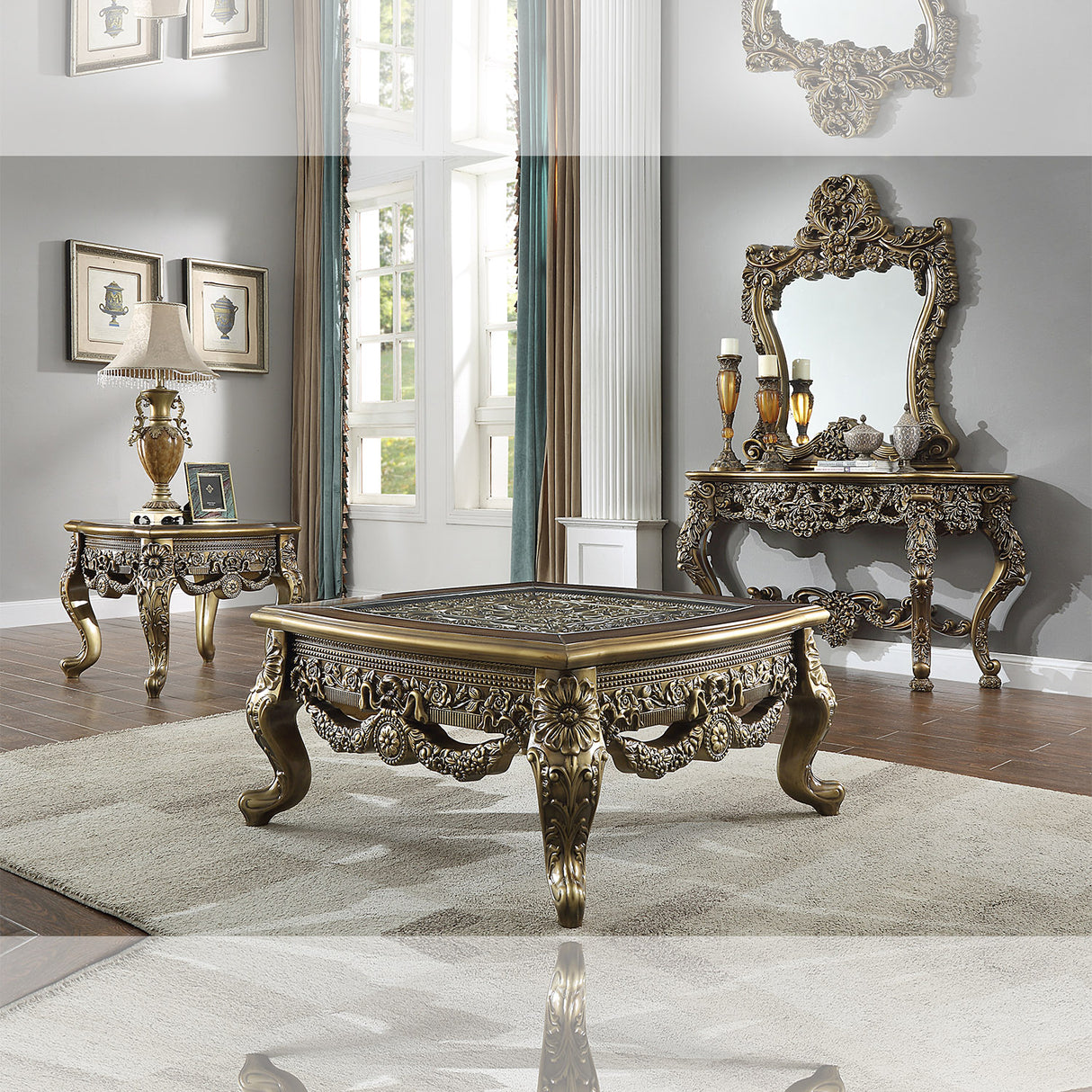 HD-905 Perfect Brown/Metallic Antique Gold Br End Table from Homey Design - Luna Furniture