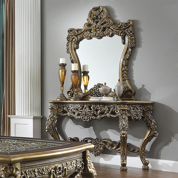 HD-905 Perfect Brown/Metallic Antique Gold Br Console Table
