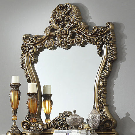 HD-905 Perfect Brown/Metallic Antique Gold Highlights Br Console Mirror from Homey Design - Luna Furniture