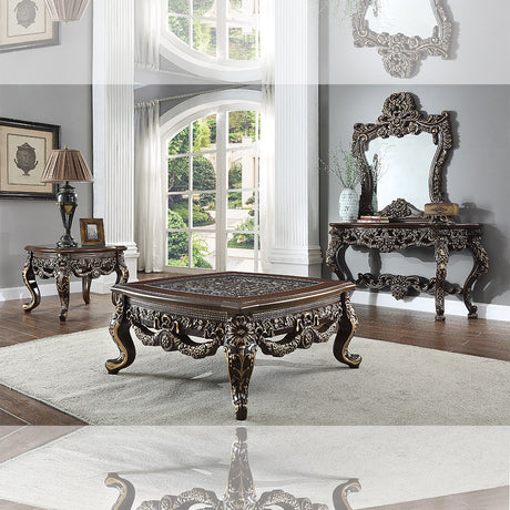 HD-905 Cherry/Metallic Antique Gold Highlights Coffee End Table from Homey Design - Luna Furniture