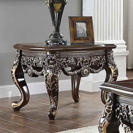 HD-905 Cherry/Metallic Antique Gold Highlights Coffee End Table from Homey Design - Luna Furniture