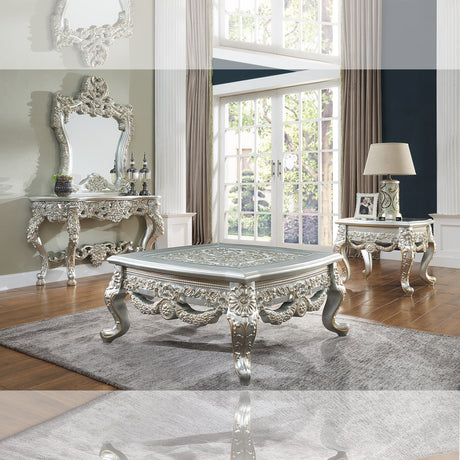 HD-91633 Metallic Silver/Antique Gold Trim Loveseat from Homey Design - Luna Furniture