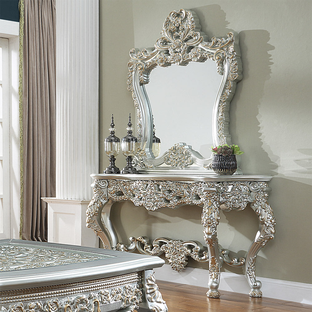 HD-905 Belle Silver/Metallic Antique Gold Highlights Side Console Mirror from Homey Design - Luna Furniture