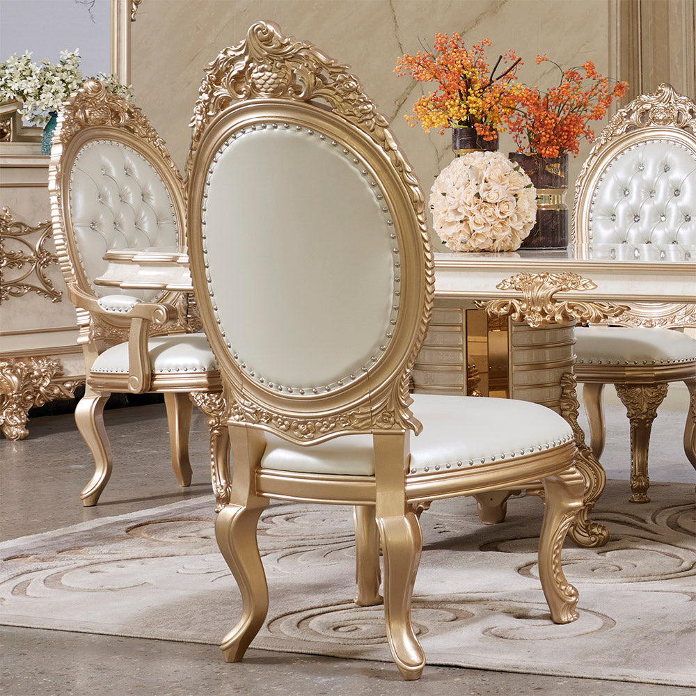 HD-9093 White/Gold 7-Piece Dining Set from Homey Design - Luna Furniture