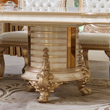 HD-9093 White/Gold 7-Piece Dining Set from Homey Design - Luna Furniture