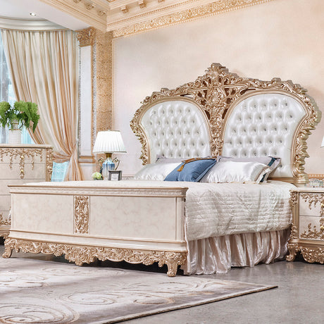 HD-9102 Champagne Gold/Ivory 6-Piece Bedroom Set from Homey Design - Luna Furniture