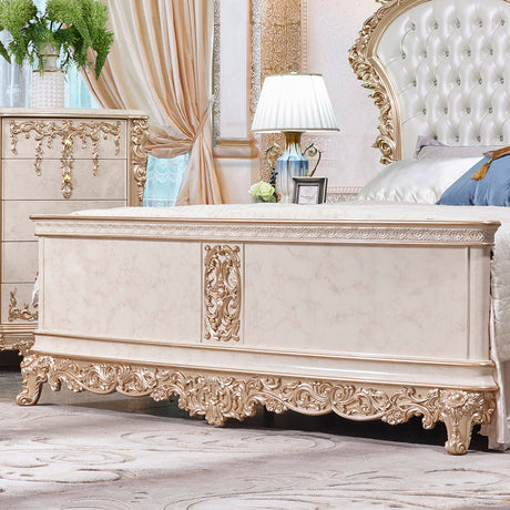 HD-9102 Champagne Gold/Ivory 6-Piece Bedroom Set from Homey Design - Luna Furniture