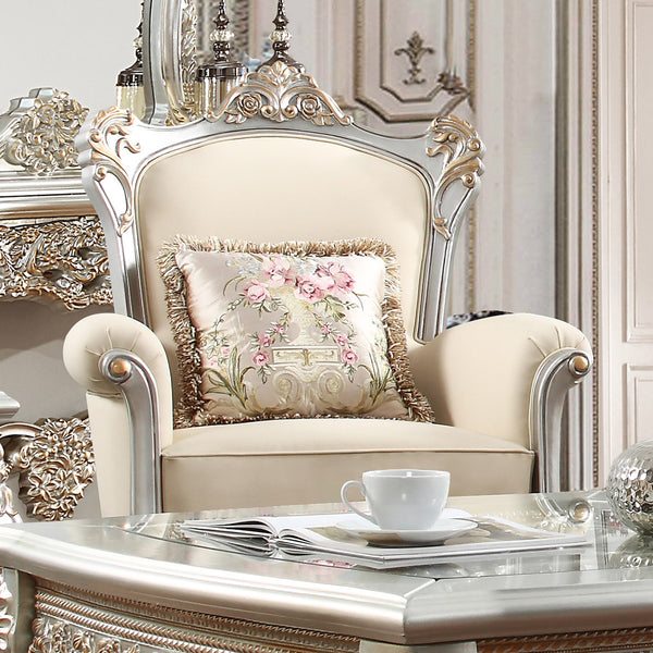 HD-91633 Metallic Silver/Antique Gold Trim Chair
