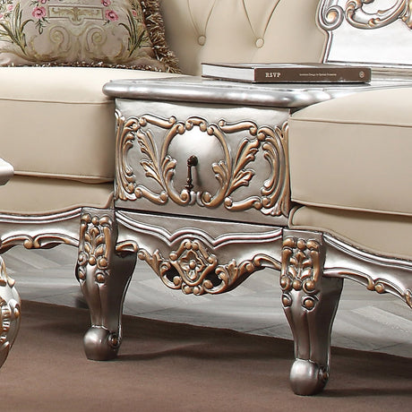HD-91633 Metallic Silver/Antique Gold Highlights 3-Piece French Salon Living Room Set from Homey Design - Luna Furniture
