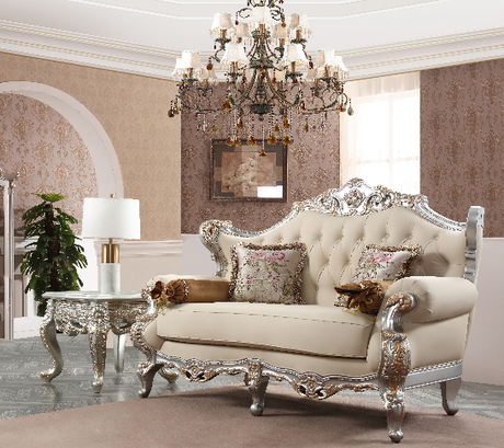 HD-91633 Metallic Silver/Antique Gold Highlights 3-Piece French Salon Living Room Set from Homey Design - Luna Furniture