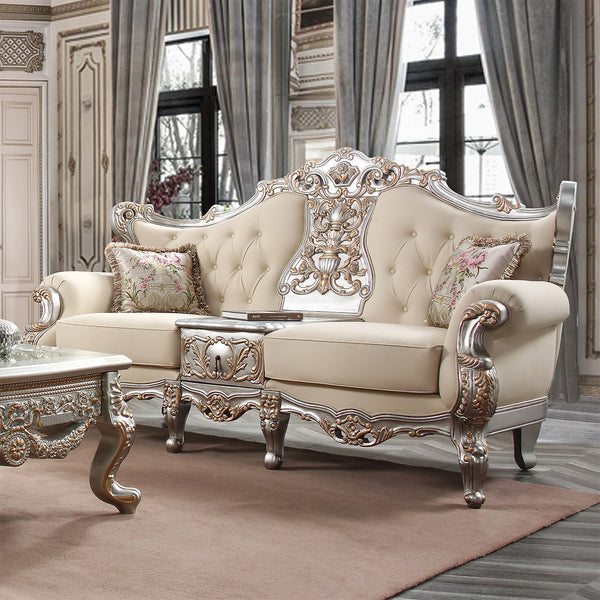 HD-91633 Metallic Silver/Antique Gold Highlights Sofa