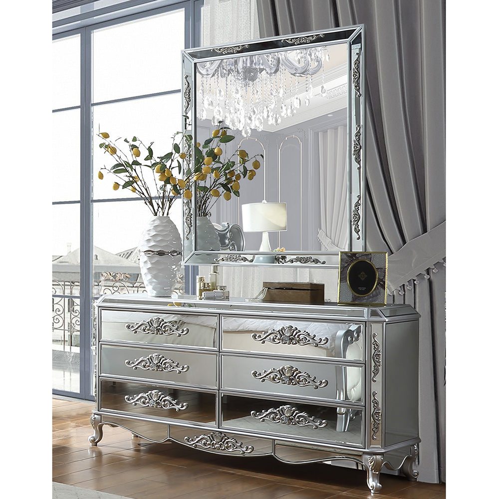 HD-6036 Luna Silver/Mirror 5-Piece Bedroom Set from Homey Design - Luna Furniture