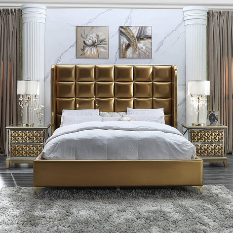 HD-6065 Antique Gold California King Bed from Homey Design - Luna Furniture