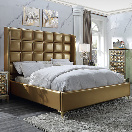HD-6065 Antique Gold/Mirror 5-Piece Bedroom Set from Homey Design - Luna Furniture