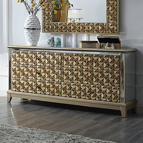 HD-6065 Antique Gold/Mirror Dresser from Homey Design - Luna Furniture