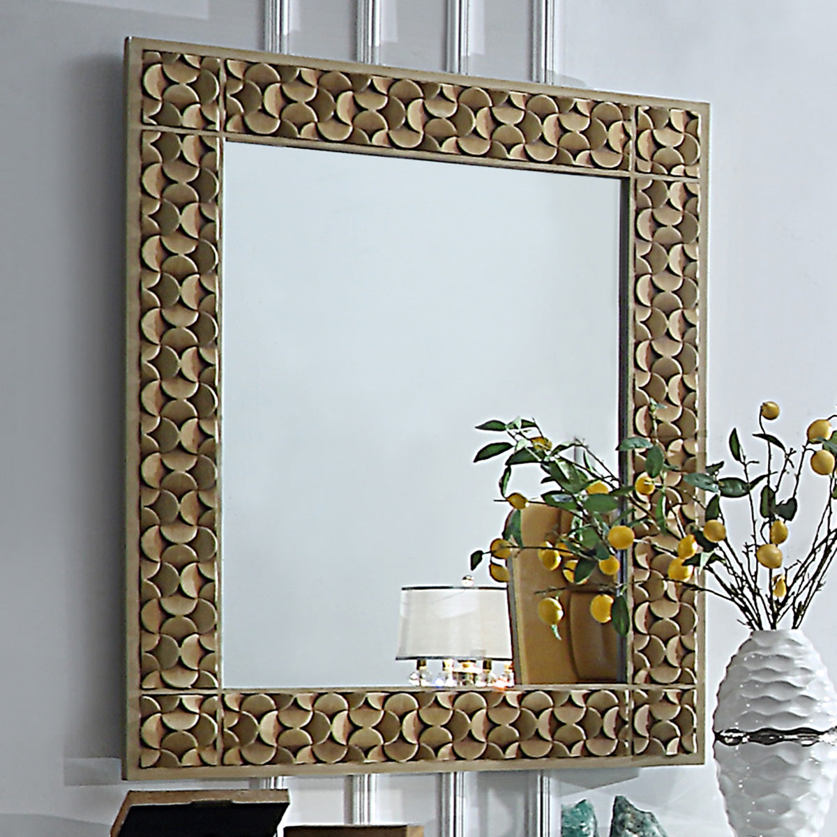 HD-6065 Antique Gold/Mirror Mirror from Homey Design - Luna Furniture