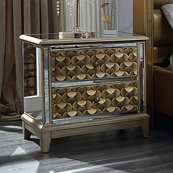 HD-6065 Antique Gold/Mirror Nightstand