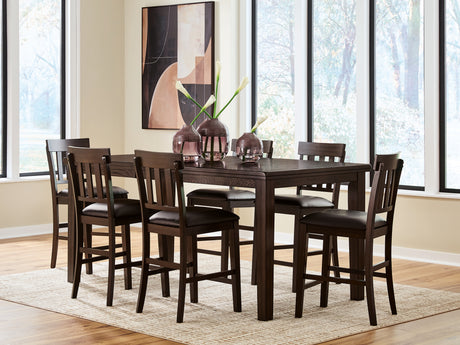 Haddigan Counter Height Dining Table and 6 Barstools in Dark Brown from Ashley - Luna Furniture