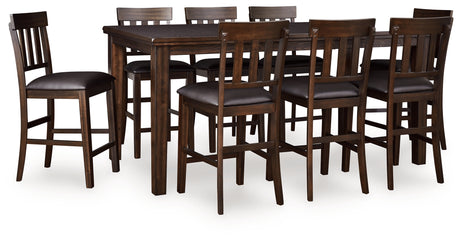 Haddigan Counter Height Dining Table and 8 Barstools in Dark Brown from Ashley - Luna Furniture