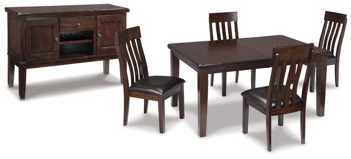 Haddigan Dark Brown Dining Table, 4 Chairs and Server from Ashley - Luna Furniture