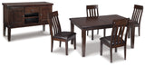 Haddigan Dark Brown Dining Table, 4 Chairs and Server from Ashley - Luna Furniture