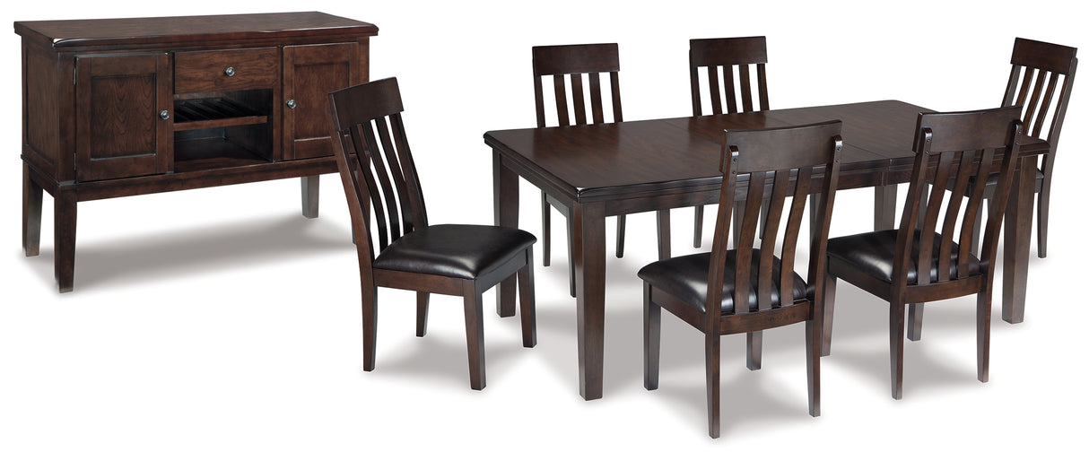 Haddigan Dark Brown Dining Table, 6 Chairs and Server from Ashley - Luna Furniture
