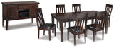Haddigan Dark Brown Dining Table, 6 Chairs and Server from Ashley - Luna Furniture