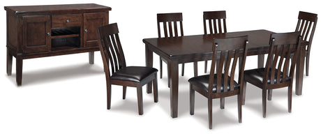 Haddigan Dark Brown Dining Table, 6 Chairs and Server from Ashley - Luna Furniture