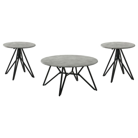 Hadi Cement 3-Piece Round Coffee and End Table Set from Coaster - Luna Furniture