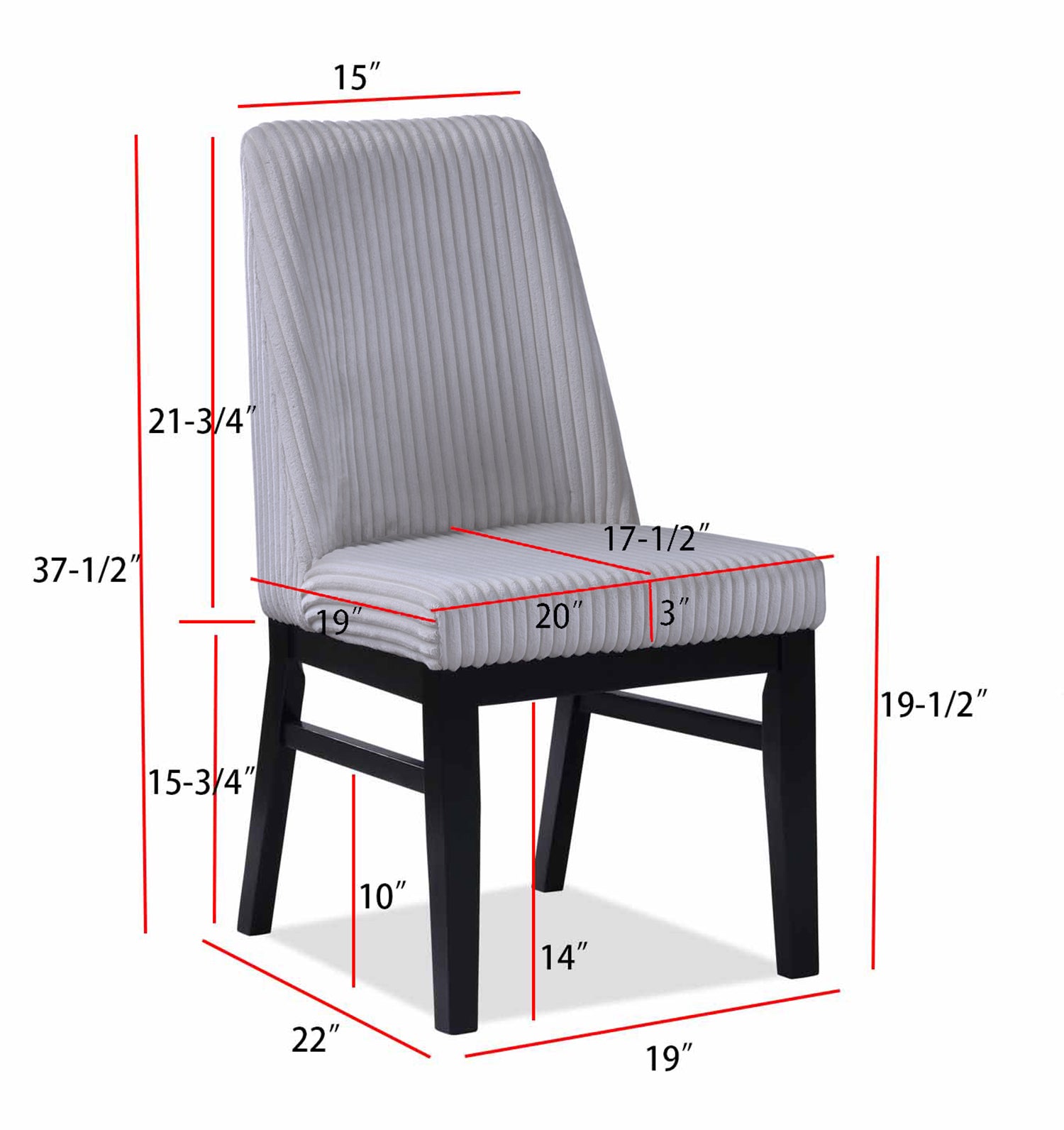 Crown Mark Hadley Black/Light Gray Dining Side Chair, Set of 2